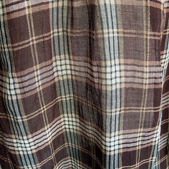 3.1 PHILLIP LIM-BROWN PLAID SEMI SHEER TOP OR MINI DRESS-SIZE 4 - Picture 5 of 11